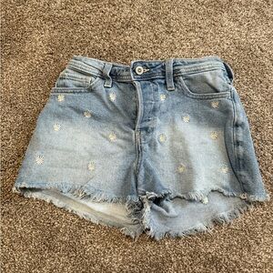 Hollister Blue Jean Shorts with Daisy Embroidery